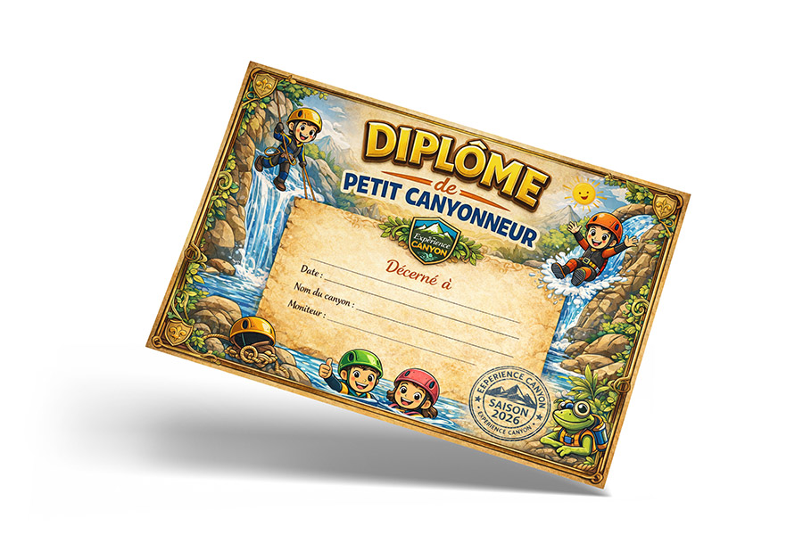 Diplome de petit Canyoneur